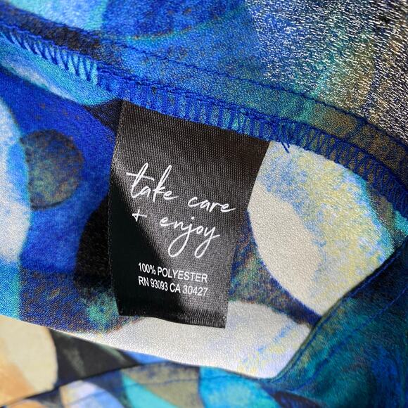 NWT NIC+ZOE Wave Links Top Size M Blue Black Print Blouse Classic Party Dressy - Picture 11 of 13